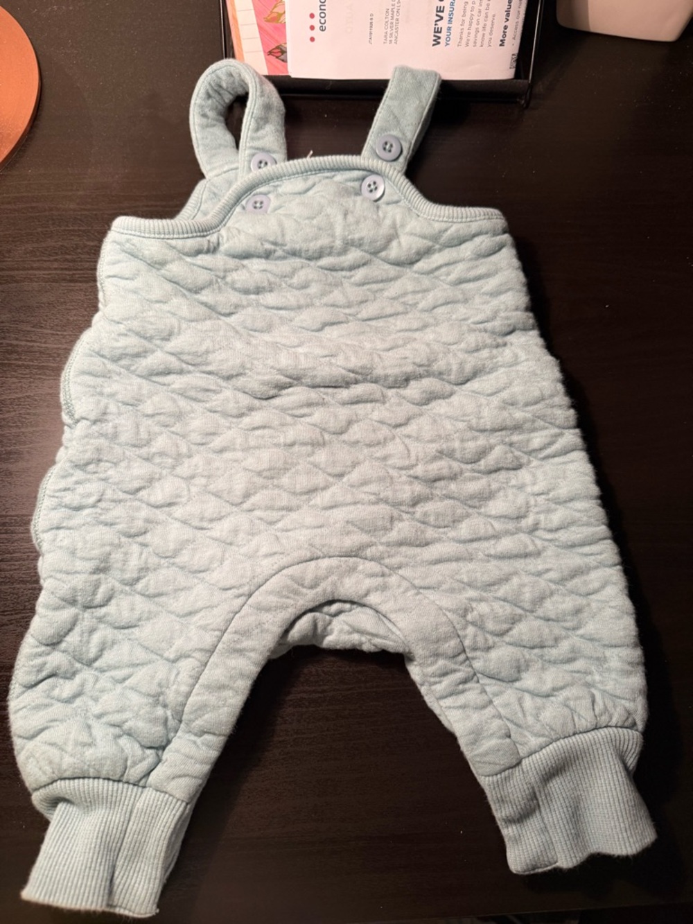 Hanna Andersson Light Blue Quilted Infant One-Piece Overalls 3-6 months